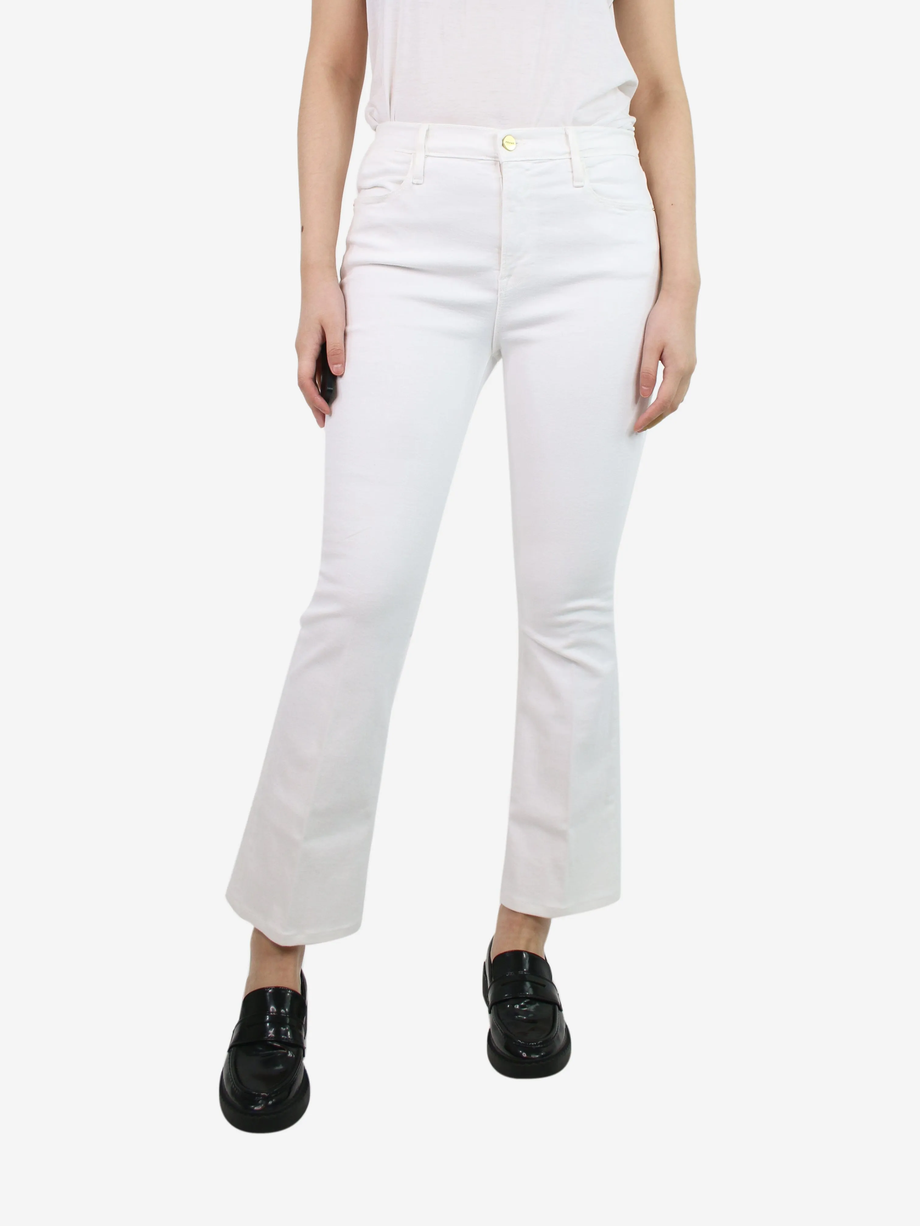 White high-rise flared jeans - size UK 12