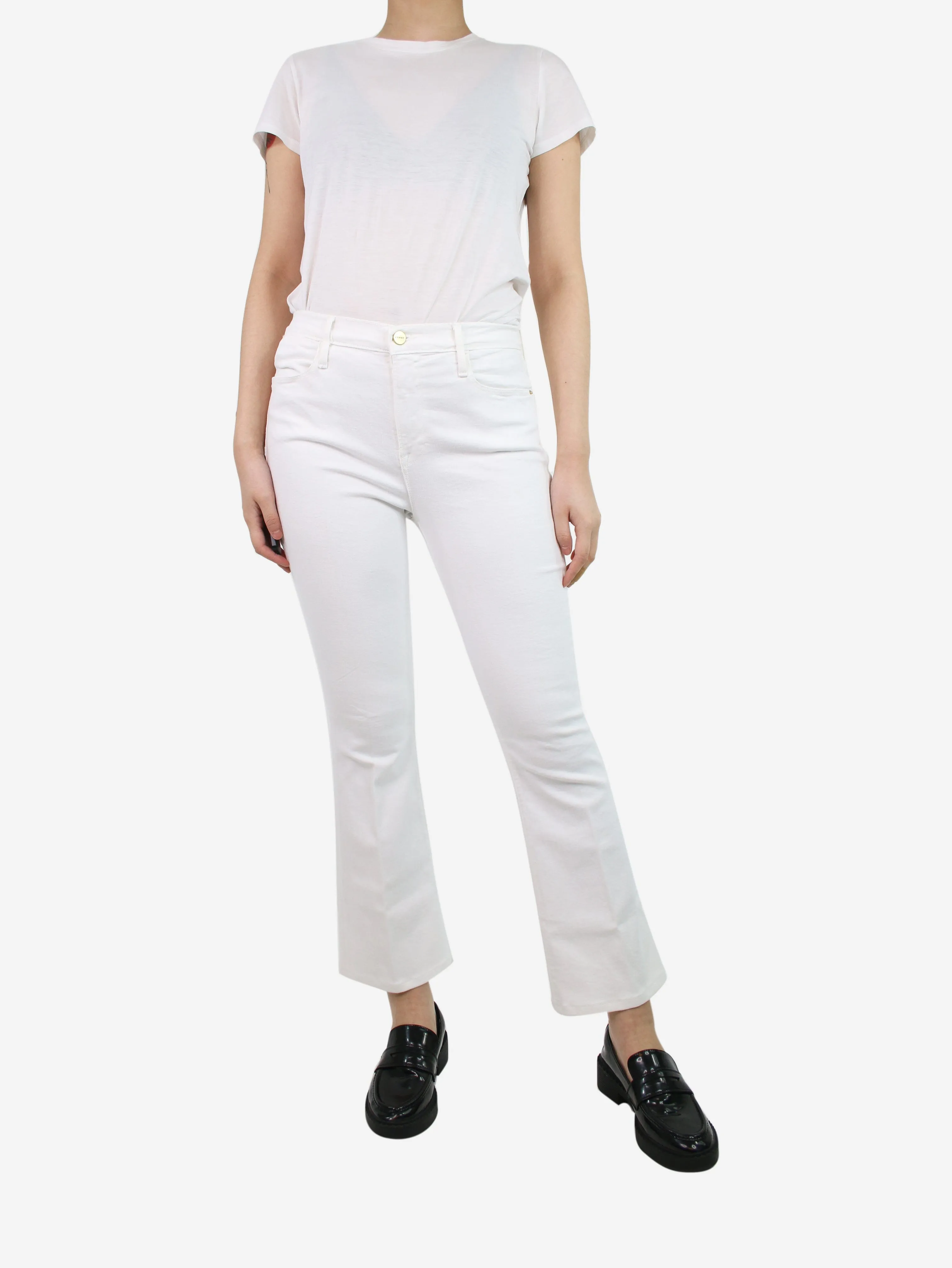 White high-rise flared jeans - size UK 12