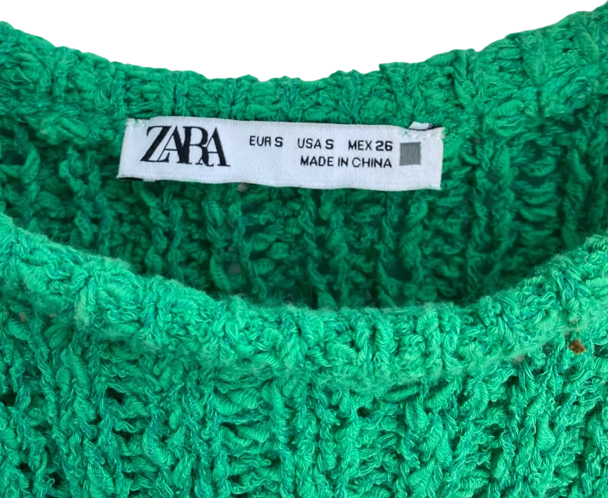 Zara Green Knitted Sleeveless Top UK 8