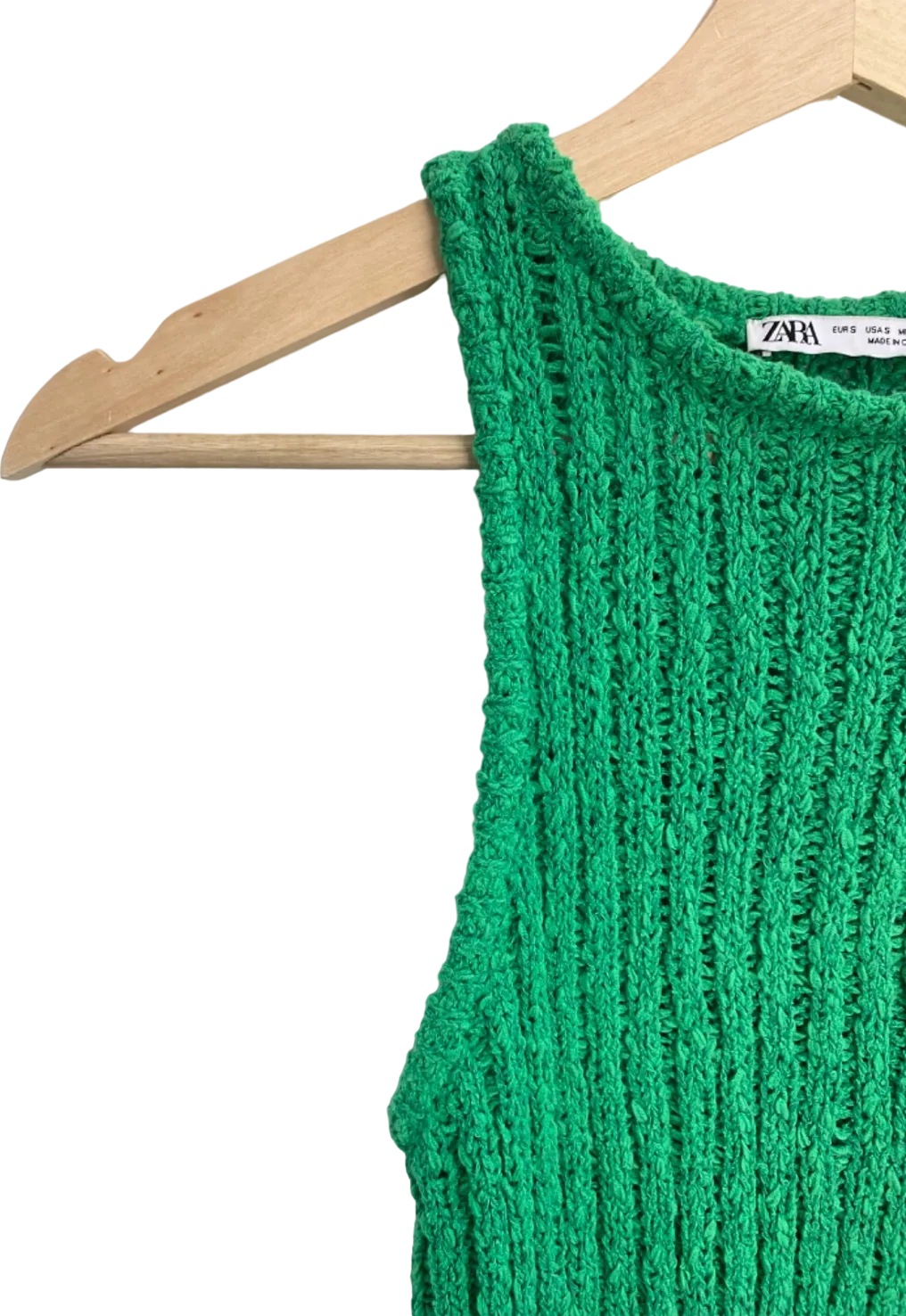 Zara Green Knitted Sleeveless Top UK 8