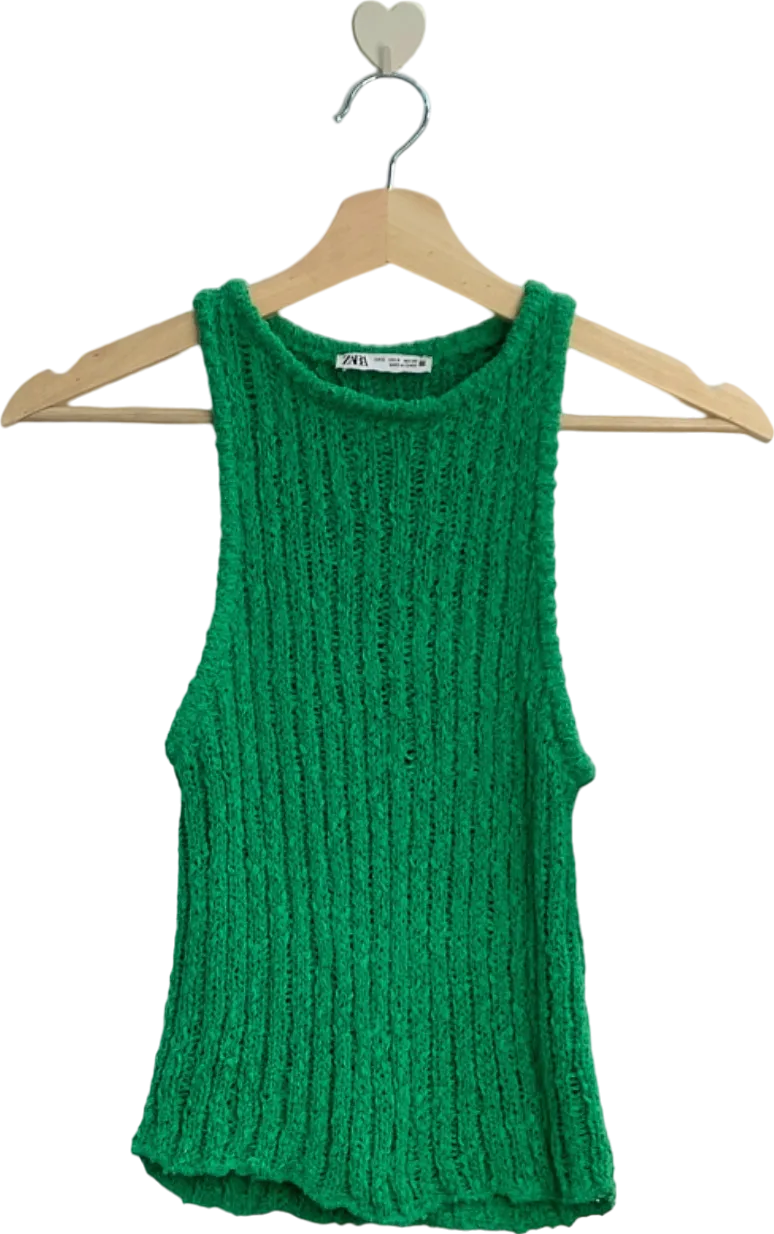 Zara Green Knitted Sleeveless Top UK 8